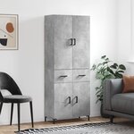 vidaXL Buffet haut Gris béton 69 5x34x180 cm Bois d'ingénierie