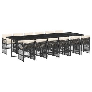 vidaXL Ensemble à manger de jardin 13 Pièces coussins noir résine tressée