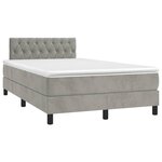 vidaXL Sommier à lattes de lit et matelas gris clair 120x190cm velours