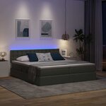 vidaXL Lit de rangement LED avec matelas Gris foncé 200 x 200 cm Tissu