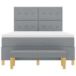 Lit à ressort avec matelas et banc vidaXL Gris clair 140x200 cm Tissu
