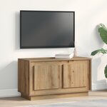 Meuble TV vidaXL en chêne artisanal 80x35x45 cm en bois d'ingénierie