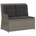vidaXL Banc de jardin avec coussin Gris Poly rotin
