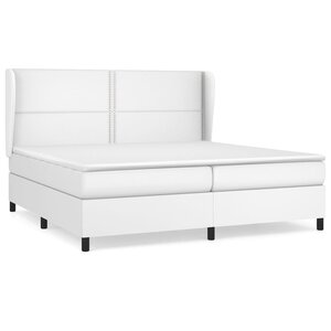 vidaXL Sommier à lattes de lit avec matelas Blanc 200x200cm Similicuir