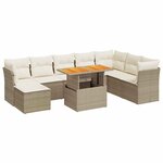 vidaXL Salon de jardin avec coussins 9 Pièces beige résine tressée