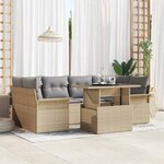 vidaXL Ensemble de canapé de jardin 7 Pièces Beige Poly rotin