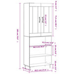 vidaXL Buffet haut Gris béton 69 5x34x180 cm Bois d'ingénierie