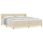 lit à ressort vidaXL avec matelas - Crème - 200x200 cm - Tissu