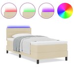 vidaXL Lit Box Spring avec Matelas & LED Crème 100x200 cm Tissu