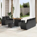 vidaXL Ensemble de canapé de jardin avec coussin 8 Pièces Noir polyrotin