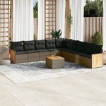 vidaXL Salon de jardin avec coussins 10 Pièces gris résine tressée