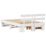 vidaXL Cadre de lit blanc avec tiroirs - 135x190 cm en bois de pin massif
