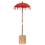 vidaXL Parasol avec Base Rouge et brun 250 cm Coton et bois