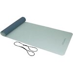 TUNTURI Tapis de Yoga en TPE 4mm Bleu Clair/Bleu Foncé, Ficelle Noir