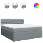 vidaXL Sommier à lattes de lit avec matelas Gris clair 180x200cm Tissu