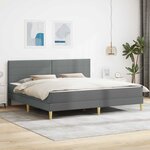 vidaXL Cadre de lit avec matelas Gris foncé 180 x 200 cm tissu