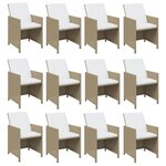 vidaXL Ensemble à dîner de jardin coussins 13 Pièces Résine tressée Beige