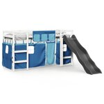 vidaXL Lit mezzanine enfants et rideaux bleu 80x200cm bois pin massif