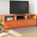 vidaXL Meuble TV cire marron 140x37x50 cm bois pin massif