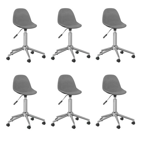 vidaXL Chaises pivotantes à manger lot de 6 Gris clair Tissu