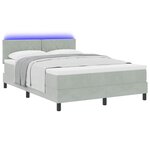 vidaXL Lit à ressort LED avec matelas Gris clair 140 x 190 cm Velours