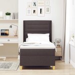 vidaXL Lit à ressorts avec bandes LED Marron 90 x 200 cm tissu