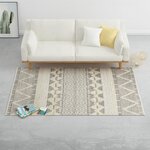 vidaXL Tapis Laine tissée à la main 160x230 cm Blanc/Gris/Noir/Marron