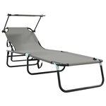 vidaXL 2 Pièces Chaises longues pliantes avec auvent Gris Tissu Oxford 600D