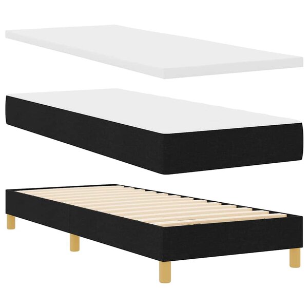 vidaXL Lit à ressorts Noir et blanc et noir 80 x 200 cm tissu