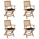 vidaXL Chaises pliables de jardin lot de 4 avec coussins Bois d'acacia