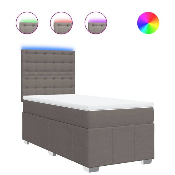 vidaXL Sommier à lattes de lit avec matelas Taupe 80x200 cm Tissu