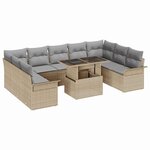 vidaXL Ensemble de canapé de jardin 10 Pièces Beige 100 x 55 x 73 cm
