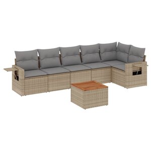 vidaXL Salon de jardin avec coussins 7Pièces mélange beige résine tressée