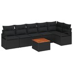 vidaXL Ensemble de canapé de jardin 7 Pièces Noir
