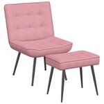 vidaXL Chaise de relaxation avec tabouret Rose Velours