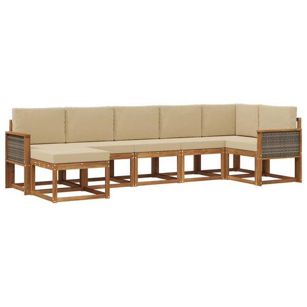 vidaXL Ensemble de canapés d'extérieur 7 pc Naturel et Beige Polyester