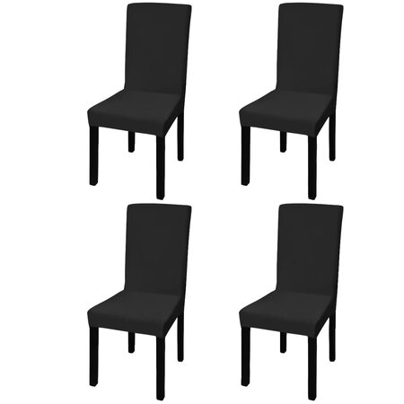 vidaXL Housse de chaise droite extensible 4 Pièces noir