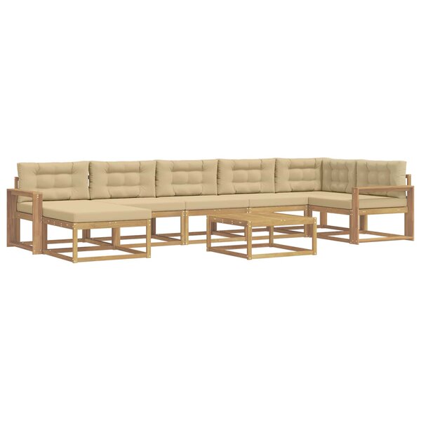 vidaXL Ensemble de canapés d'extérieur 8 pc Blanc et Beige