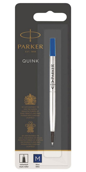 PARKER recharge Stylo Roller pointe moyenne bleue blister X 1