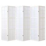 Paravent bois 6 pans blanc