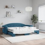 vidaXL Lit de jour avec lit gigogne bleu 90x200 cm velours