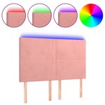vidaXL Tête de lit à LED Rose 144x5x118/128 cm Velours