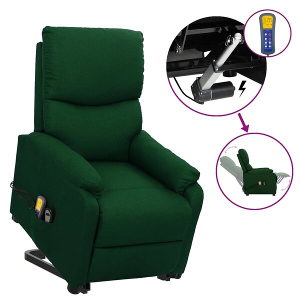 Vidaxl fauteuil releveur inclinable de massage vert foncé tissu
