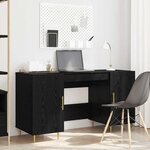 vidaXL Bureau avec porte Chêne noir 140 x 50 x 75 cm Bois d'ingénierie