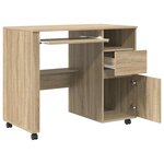 vidaXL Bureau avec roulettes avec tiroir Chêne sonoma 91 x 50 x 77 cm