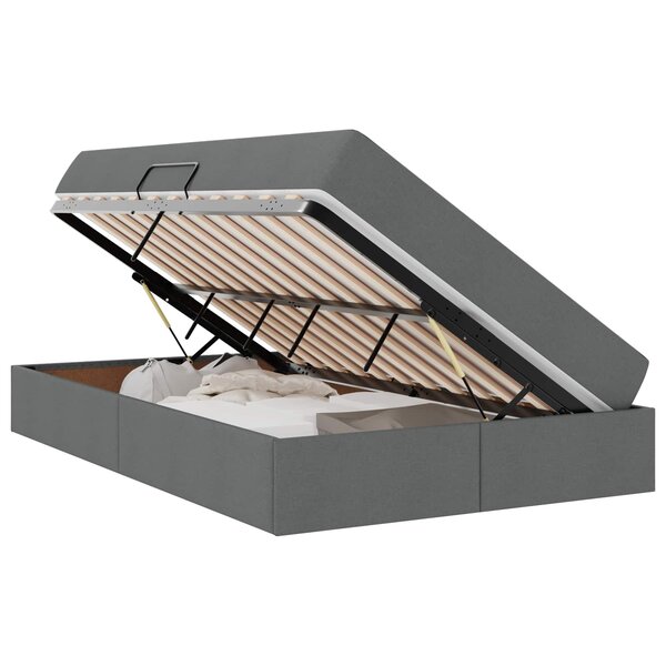 vidaXL Lit avec rangement et matelas Gris foncé 120 x 200 cm Polyester