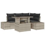 vidaXL Ensemble de canapé de jardin 5 Pièces Gris clair Poly rotin