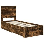 vidaXL Cadre de lit Chêne Fumé et Argent 75 x 190 cm Bois d'ingénierie