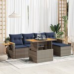 vidaXL Salon de jardin avec coussins 6 Pièces gris résine tressée acacia