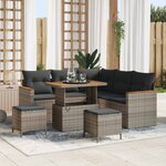 vidaXL Ensemble de canapé de jardin 8 Pièces Gris polyrotin